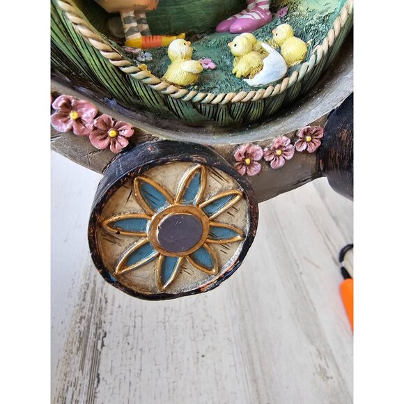 Shabby Chic large egg rabbit Easter spring bunny family chick cart unique decor - Picture 11 of 11